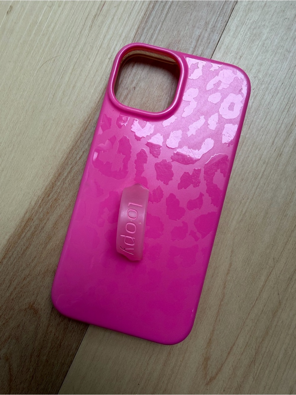 Loopy Case iPhone 14 Hot Pink Leopard Grip Phone Case